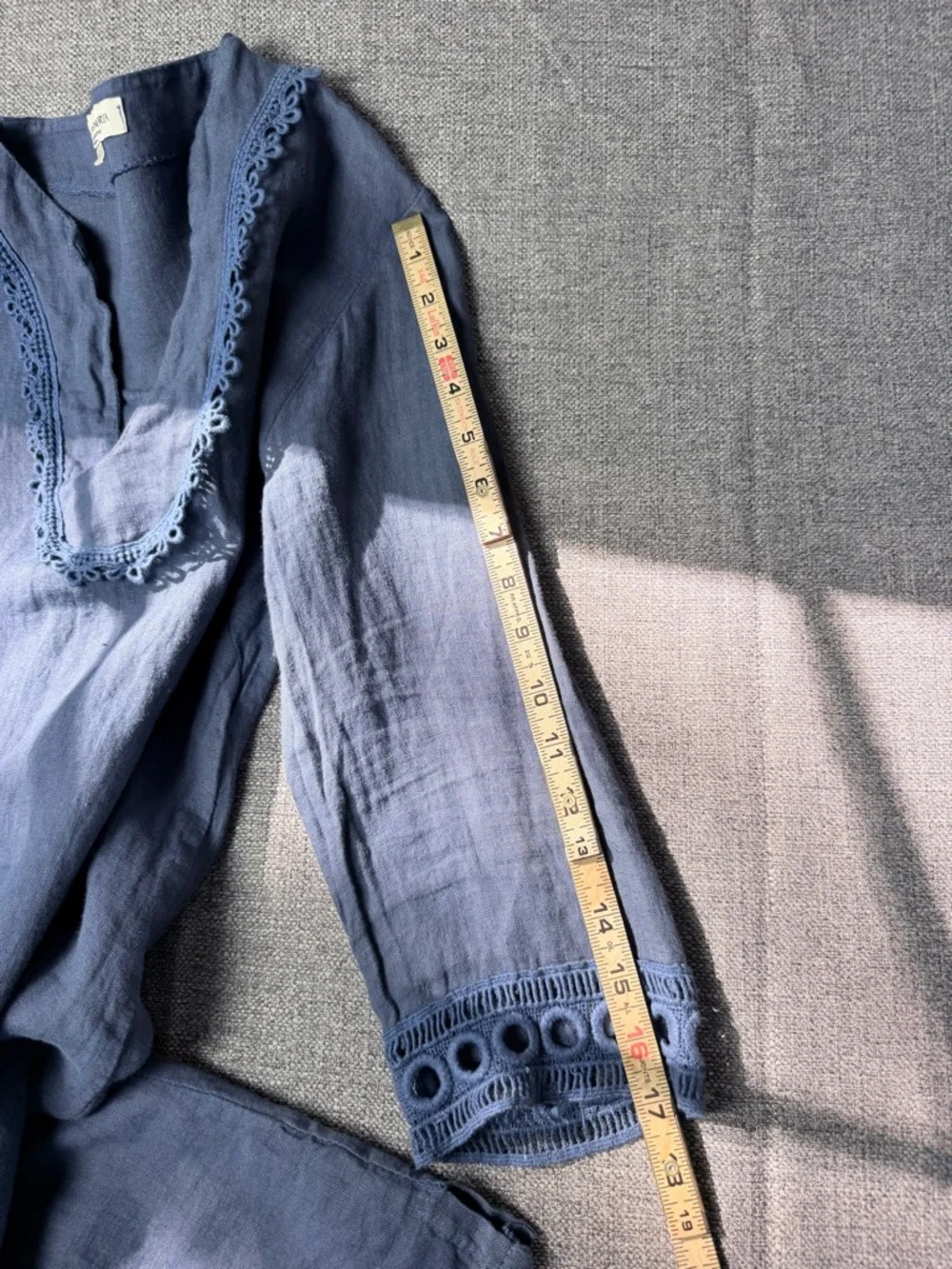 Via Signoria Italian Linen100% Tunic in Dusty Blue - Picture 14 of 14